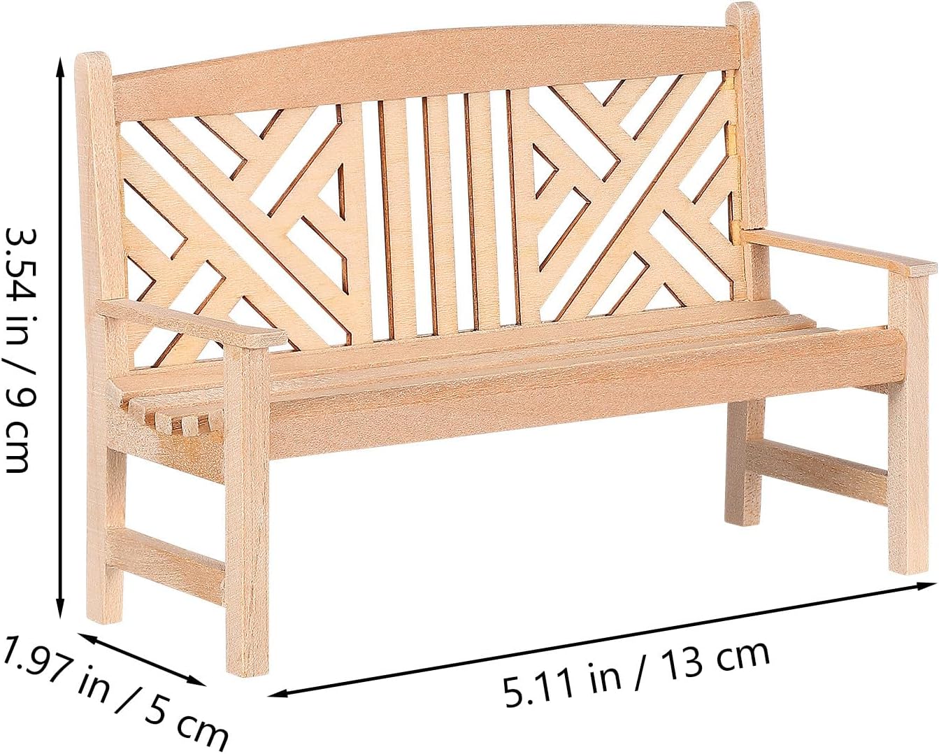 Miniature Dollhouse Bench, Unfinished Wooden Dollhouse Furniture image 2