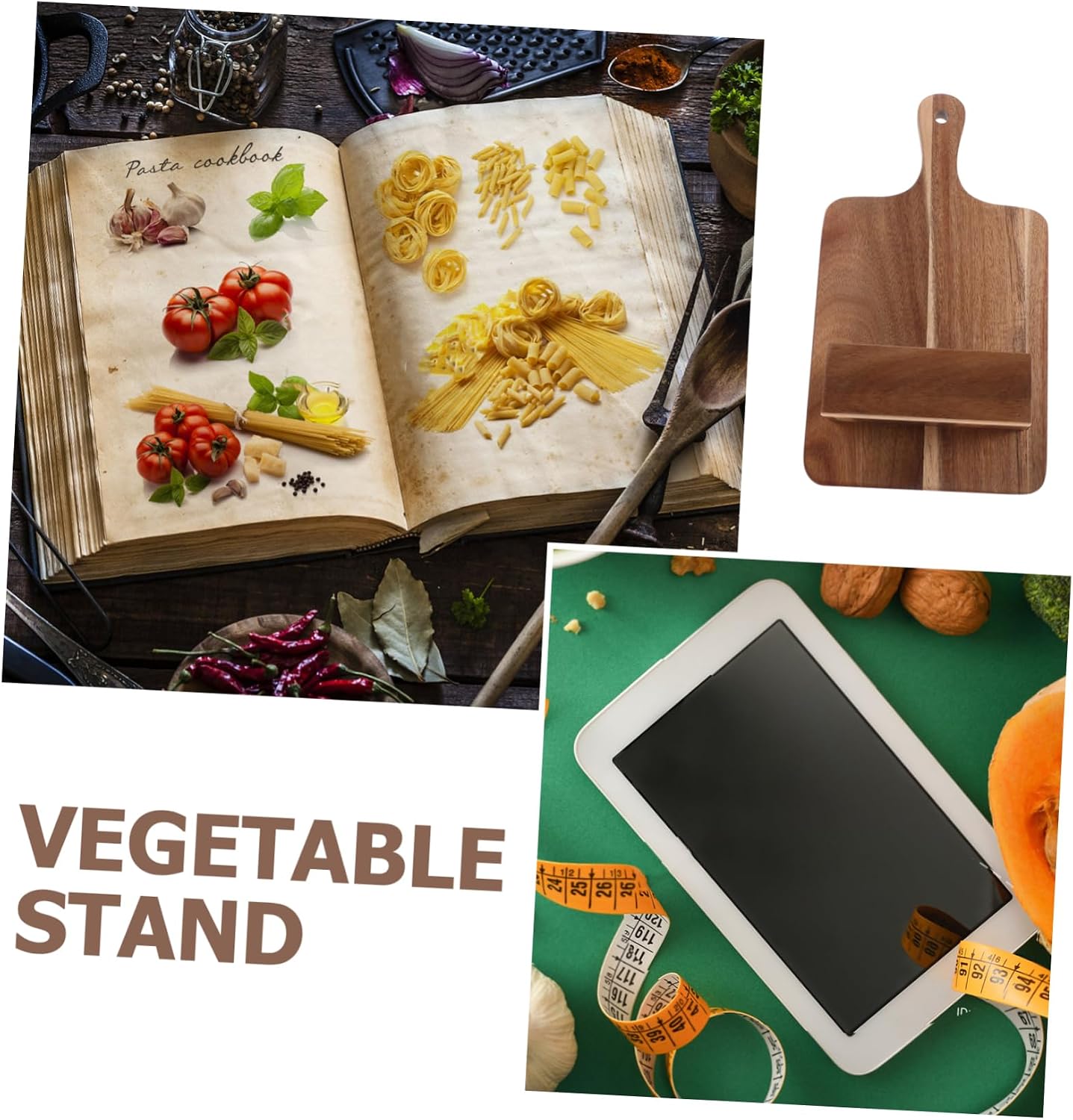 Wall-Mounted Wooden Cookbook Stand and Recipe Holder Angle Display Rack for Kitchen Rustic Menu Holder Multipurpose Wood Construction for Menus and Recipes