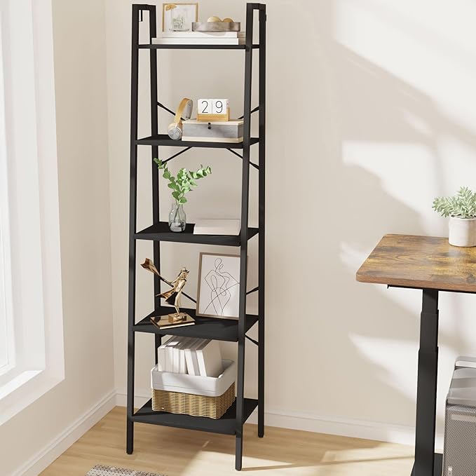Hzuaneri Ladder Shelf, Bookshelf Bookcase, Freestanding Corner Storage ...