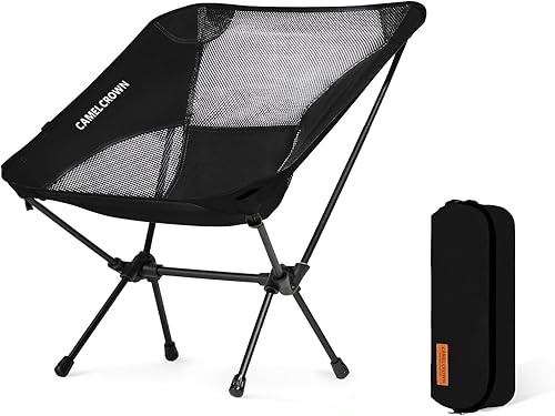 CAMEL CROWN Silla de camping portátil ligera y compacta silla plegable de malla para campamento al aire libre, viajes, playa, picnic, festival,
