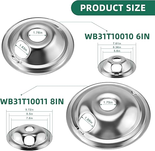 Miniatura 2 de Sartenes de goteo para estufa eléctrica WB31T10010 (6 pulgadas) WB31T10011 (8 pulgadas) + repuesto para quemador de estufa eléctrica WB30M1 (6