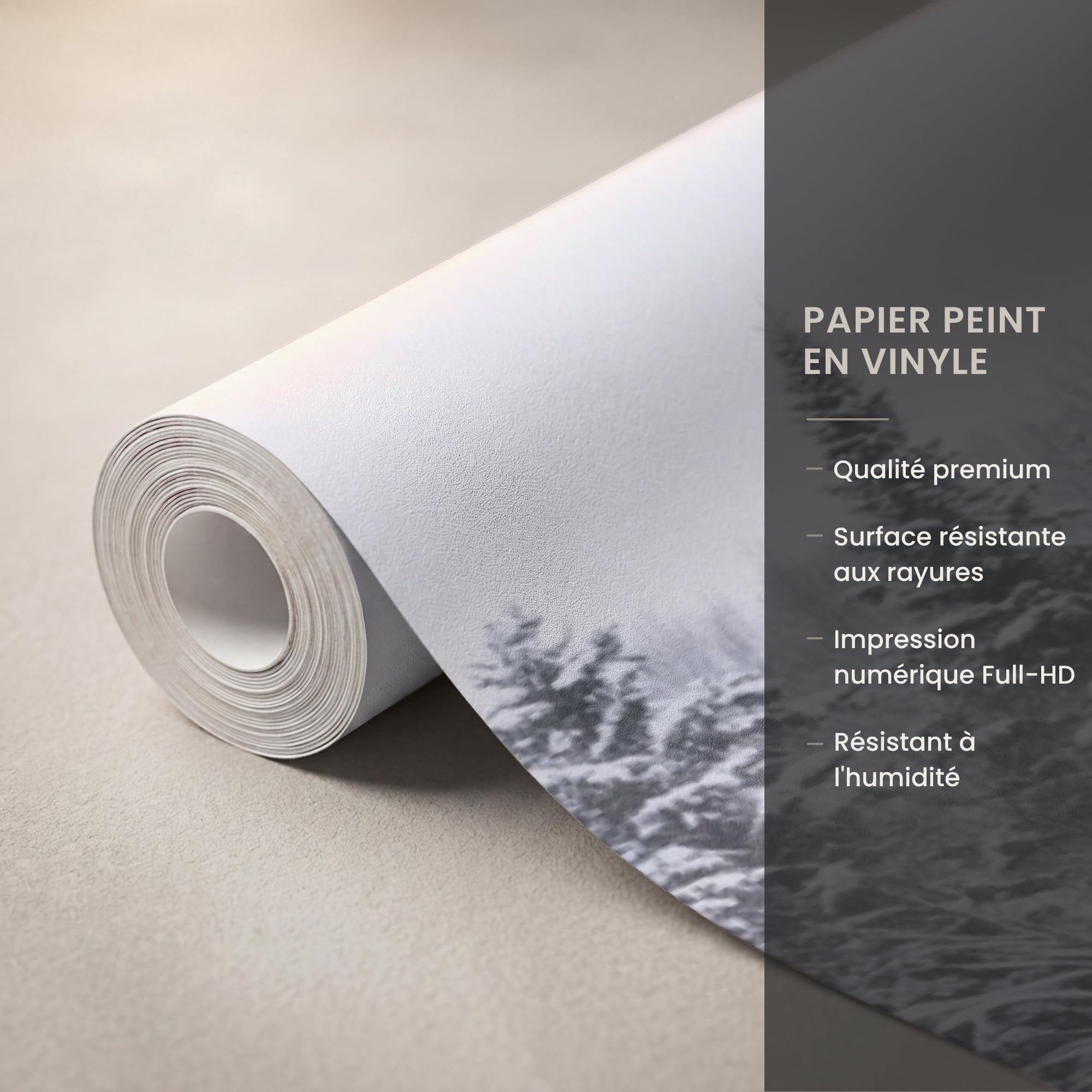 Papel Pintado Vinilico 300x300 cm Primera Calidad Papeles Pintados De Pared Pour Salon Dormitorio Decorativo Wallpaper Cocina Más - Pino - Hielo - Invierno - Calmante