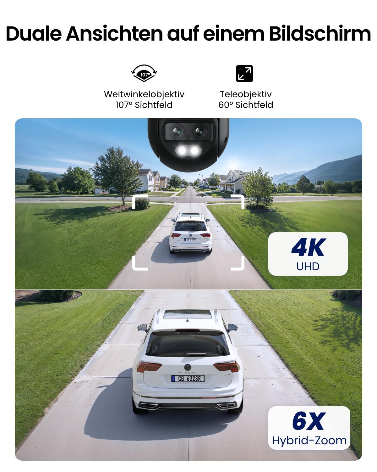 Reolink Home Hub Mini mit TrackMix WiFi Grau, 4K 8MP PTZ Überwachungskamera Aussen WLAN mit Auto-Tracking-Zoom, Dual-Objektiv, Smart-Erkennung, Farbnachtsicht, Außenkamera, Einmaliger lokaler Speicher