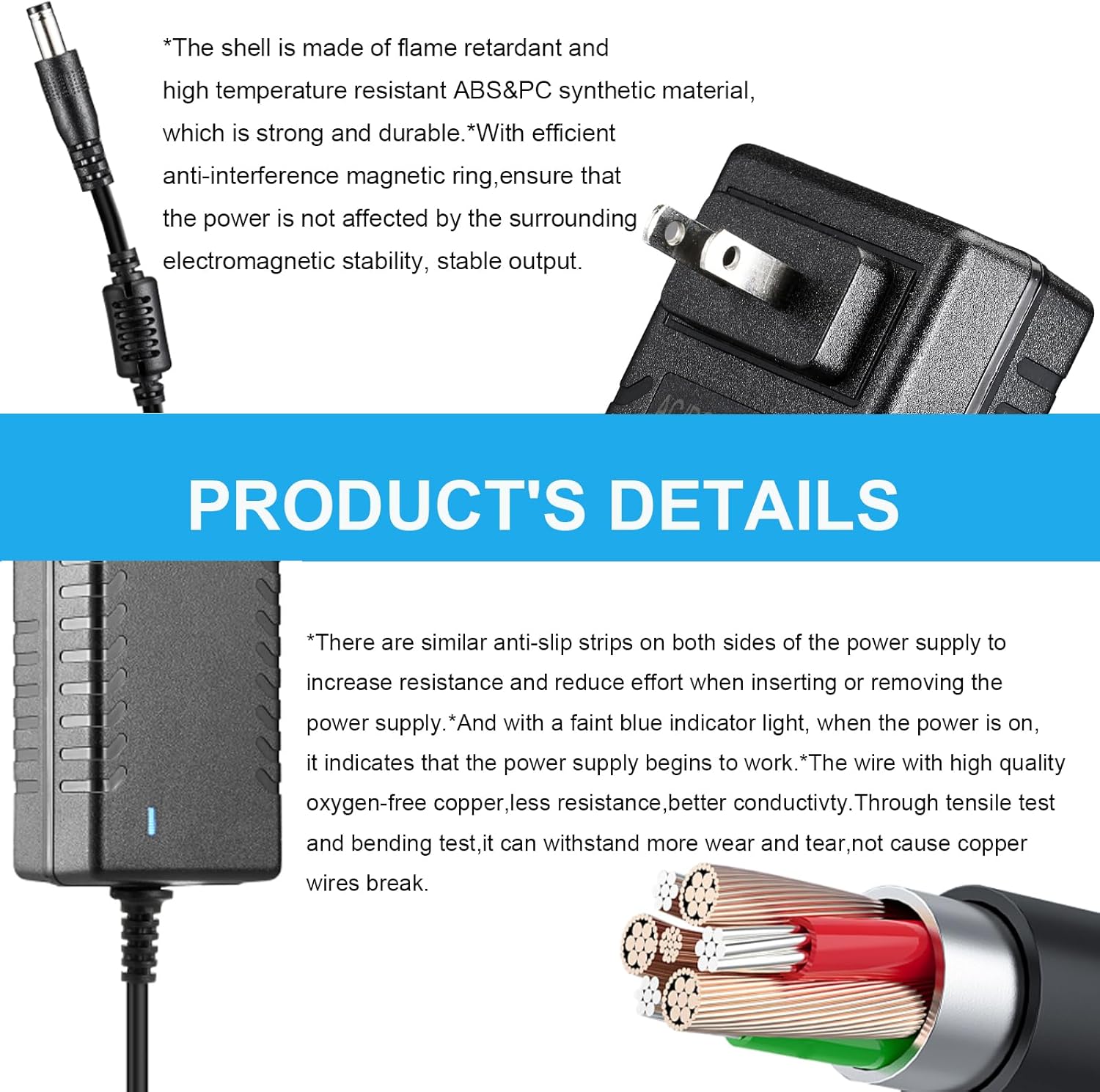 24V 3A Power Supply 72W,100-240V AC/DC 24Volts 3Amps 2.5A 2A 1.5A 1A DC Power Supply Adapte with 5.5x2.5mm&5.5x2.1mm Output Plug,1LED Terminal Connector for LED Strip Light Lamp CCTV Camera Printer - Image 4