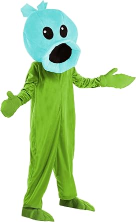 Plants Vs Zombies Adult Snow Pea Costume Green Jumpsuit with Pea Shooter Mask Officially Licensed Plants Vs Zombies Costume
