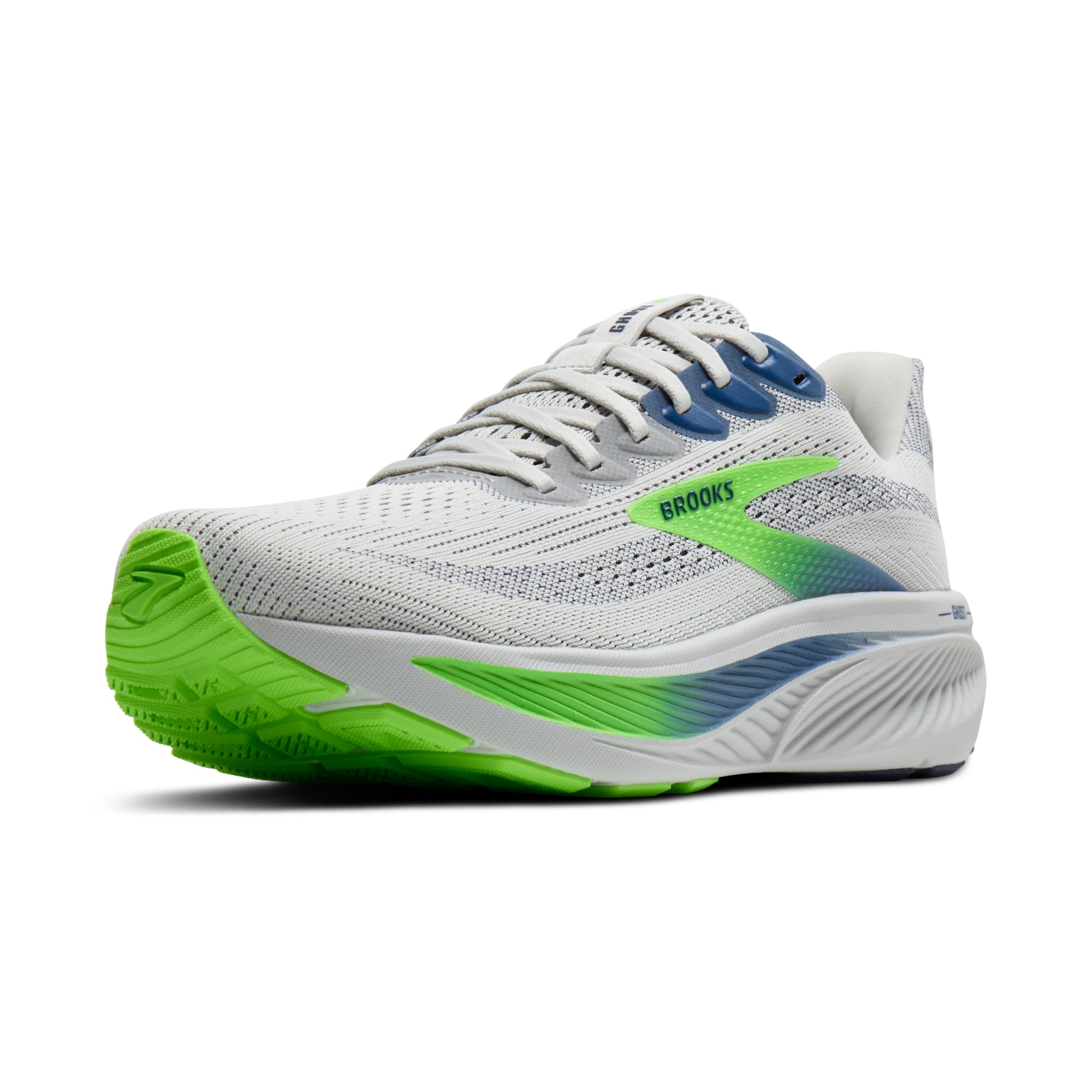Brooks Mens Ghost 17 Sneaker, Oyster Beacon Blue Gecko, 10.5 UK