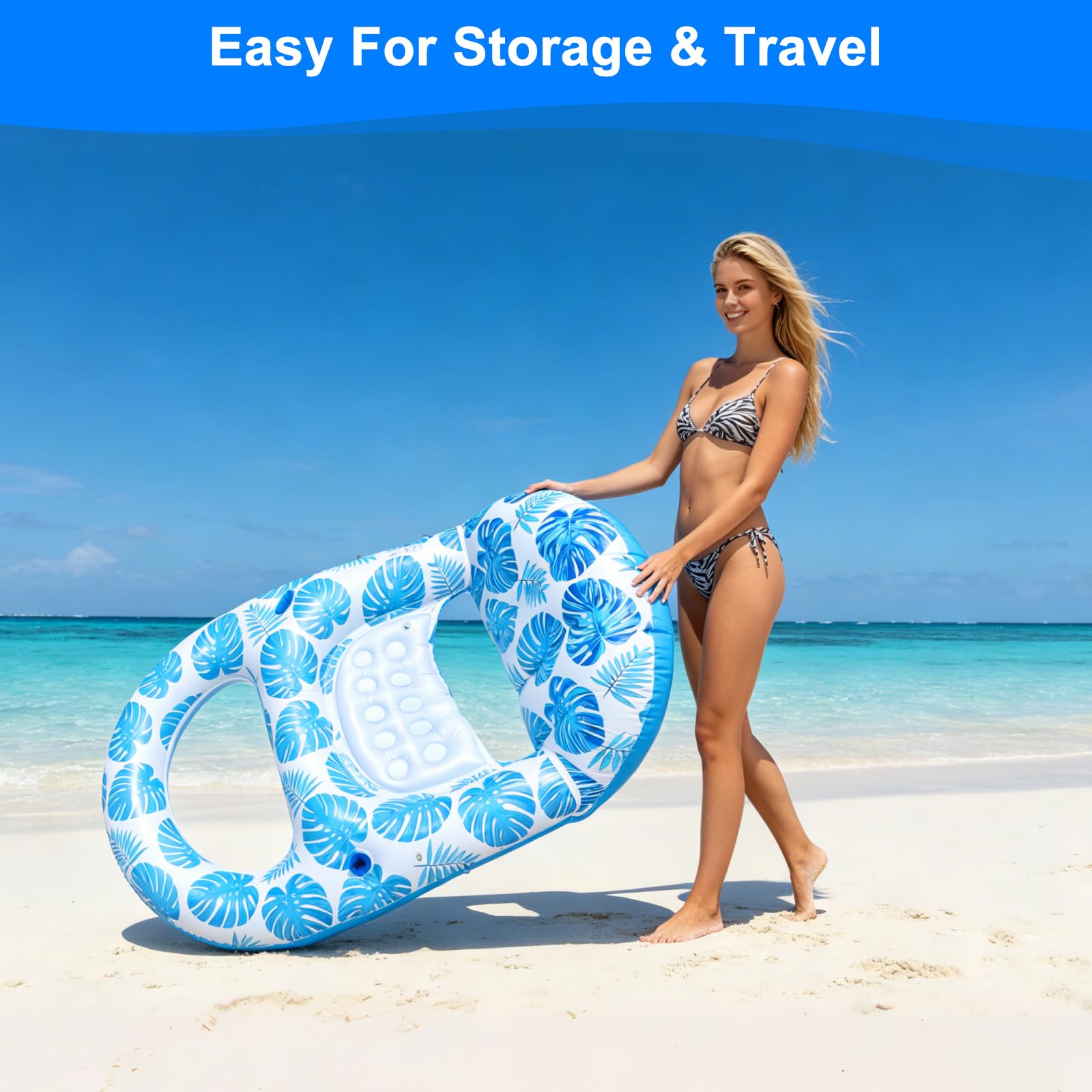 Flotador Tipo Tumbona con Toldo UPF50+, 140x110CM Extra Grande para Adultos, Resistente, Inflable con Posavasos y Soporte para Móvil, Respaldo y Reposapiés