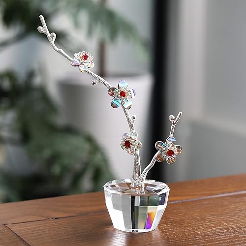 Miniatura 7 de Colorida figura de flor de ciruelo de cristal, florero de cristal para boda, aniversario, esposa, regalos románticos para siempre, día de San