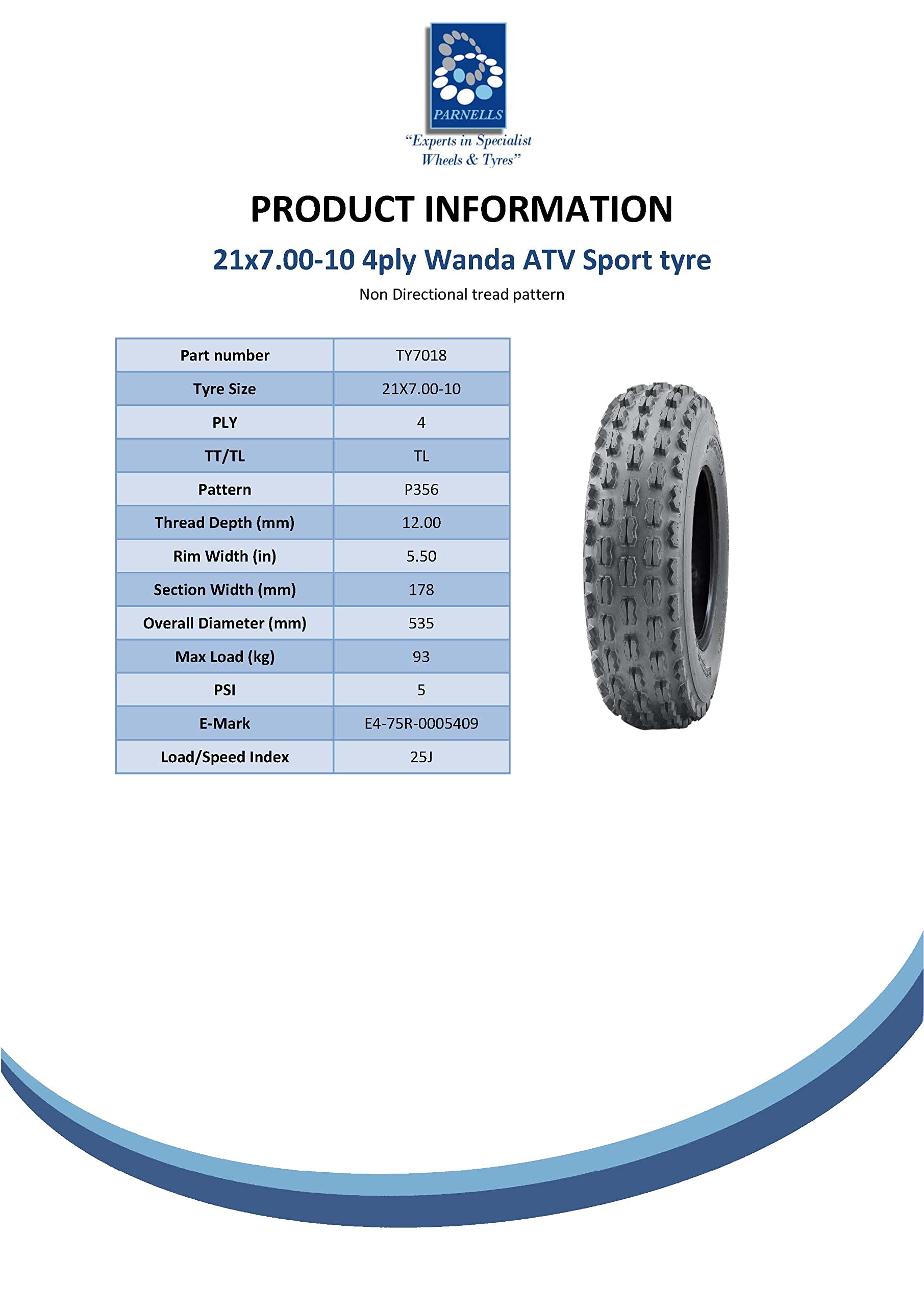 21x7.00-10 Slasher ATV Quad Pneumatici Wanda E-Marked Road Legal Race Tire (Set di 2)
