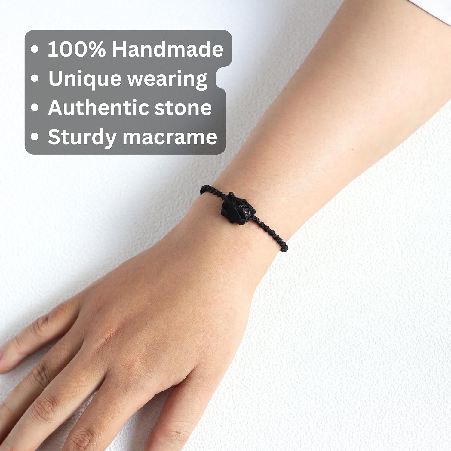 Black tourmaline bracelet for men women - raw natural tourmaline jewelry for protection and spiritual