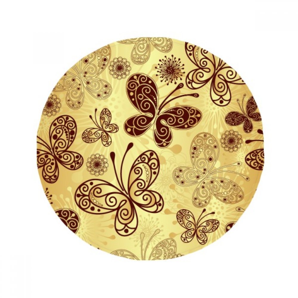 Tapis de bain rond jaune papillon 80cm idée cadeau déco antidérapante pour maison