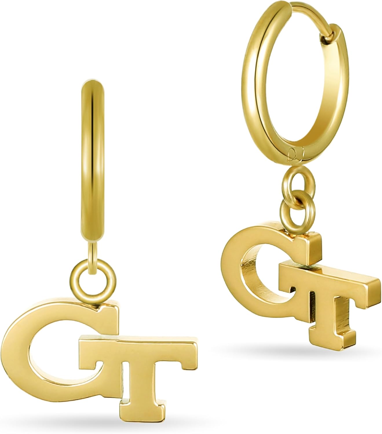 Stone Armory Earrings for Georgia Tech Jewelry Gifts for Women, Graduation – Stainless Steel Skin-Friendly Georgia Tech Yellow Jackets Earrings 18K Gold Finish GT Hoops