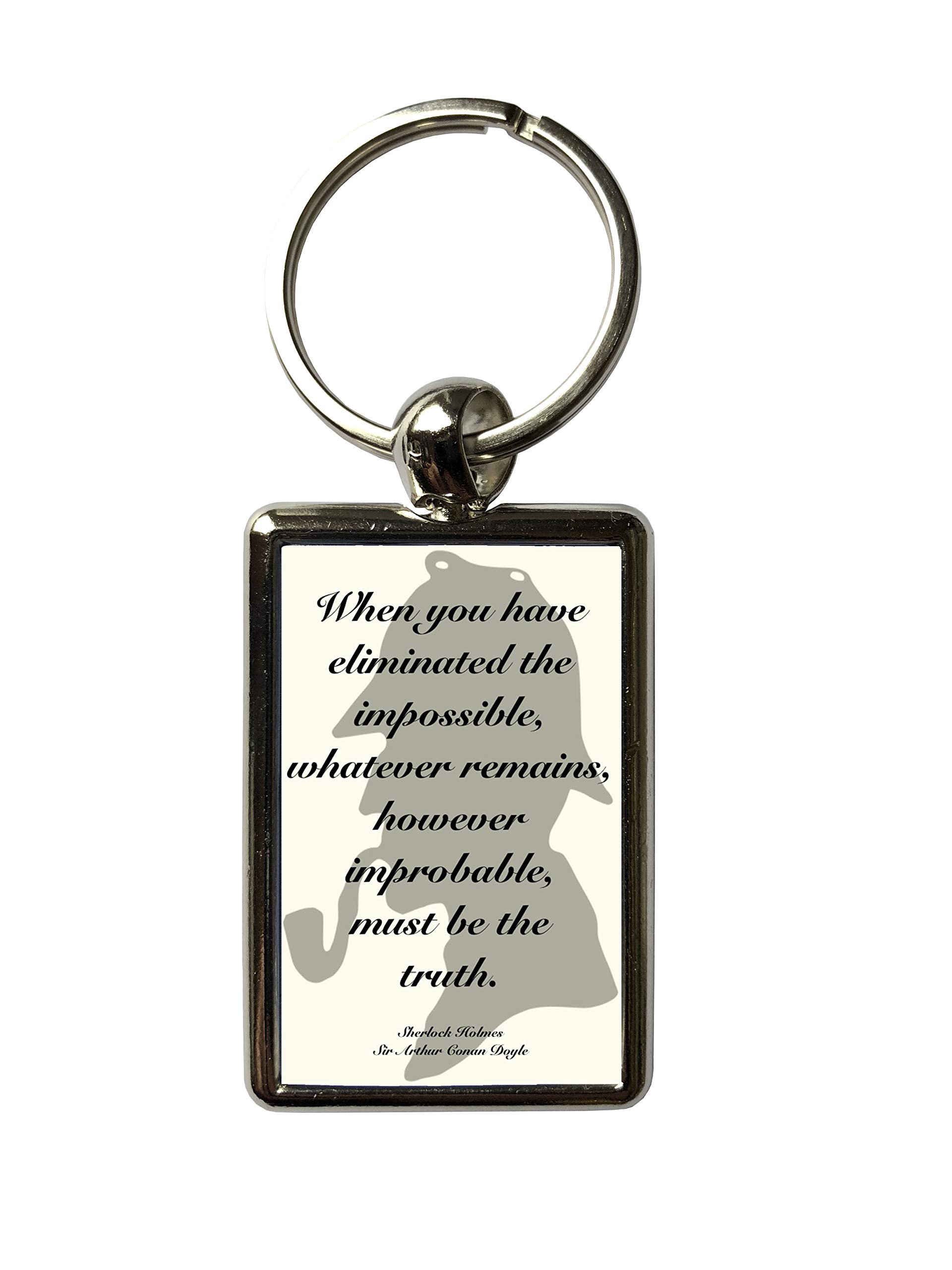 Super Universe Unisex Multicolored Sherlock Holmes Eliminate The Impossible Quote Metal Keyring