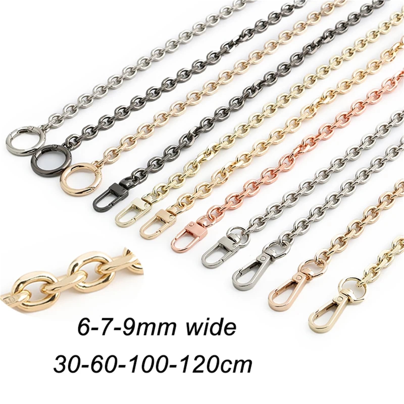 Cadena Para Bolso Cadena for bolso de 30/60/100/120 cm | Correa for bolso, bandolera, bandolera, bolso, cadenas de repuesto(Style1 gun black,120cm)