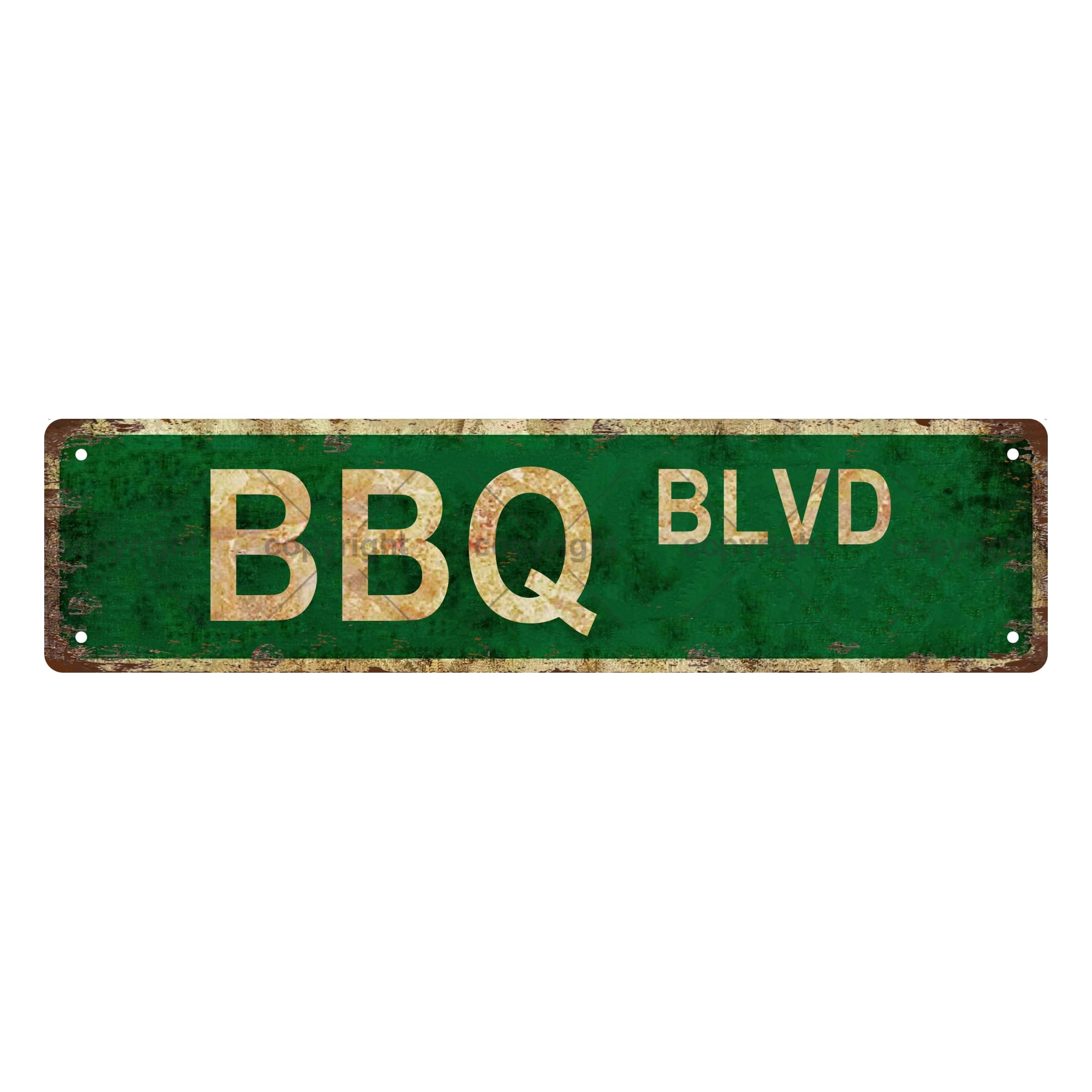BBQ BLVD TIME Metal Tin Street Sign Bar Cafe Garage Cave Home Room Wall Bathroom Farmhouse Garden Porch Patio Decor,4x16 Inch