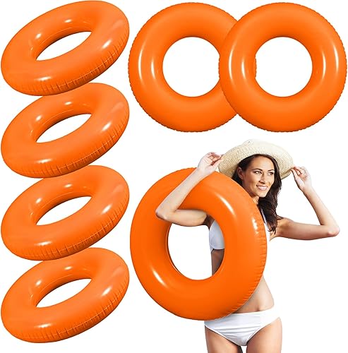 Miniatura 9 de 6 flotadores inflables de piscina de 24 pulgadas, tubo de natación a granel, flotadores de piscina para decoración de fiesta en la playa, mujeres y