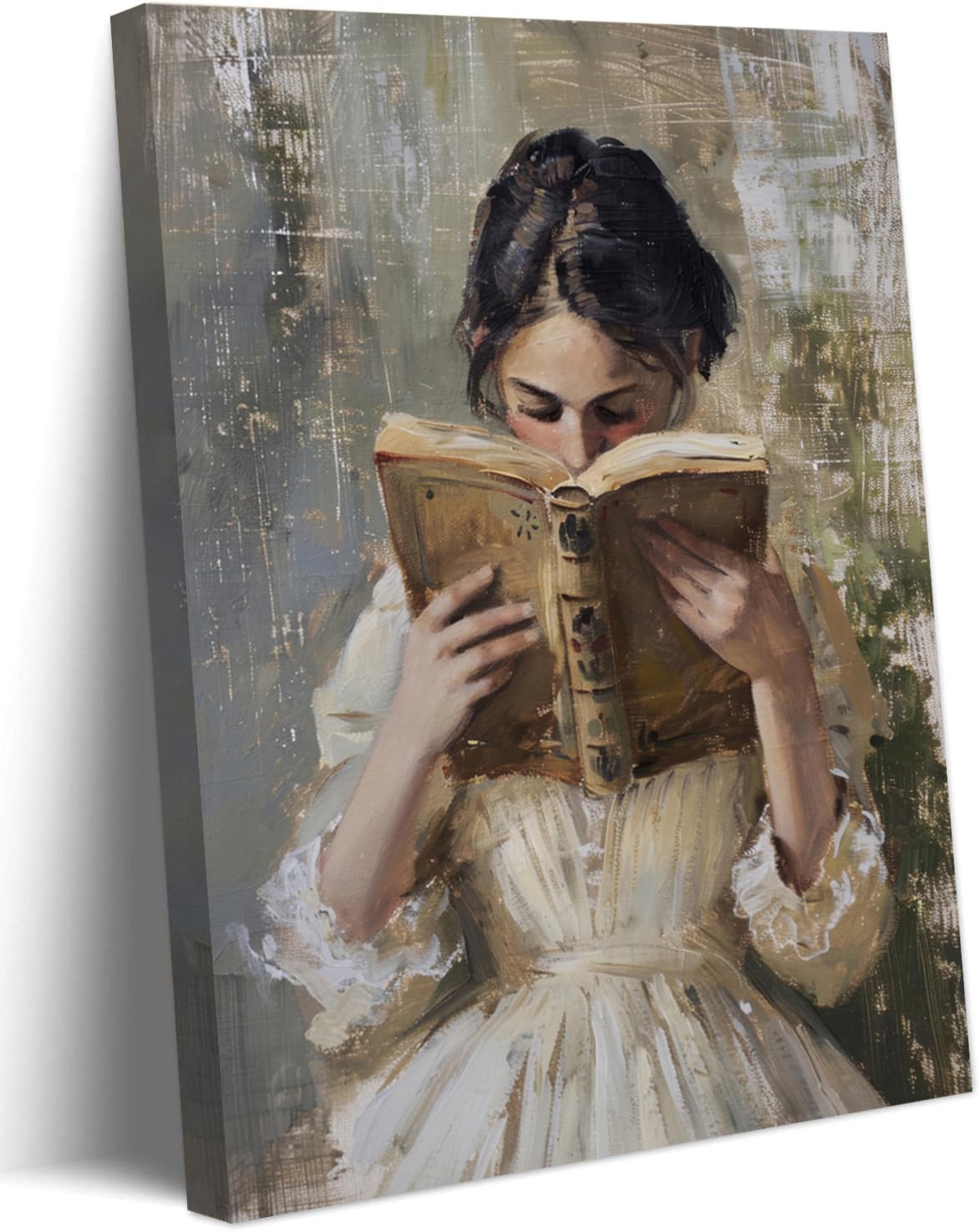 Vintage Victorian Woman Reading Book Wall Art Light Academia Wall Decor Paintings Picture Moody Girl Aesthetic Poster Canvas Print for Bedroom Living