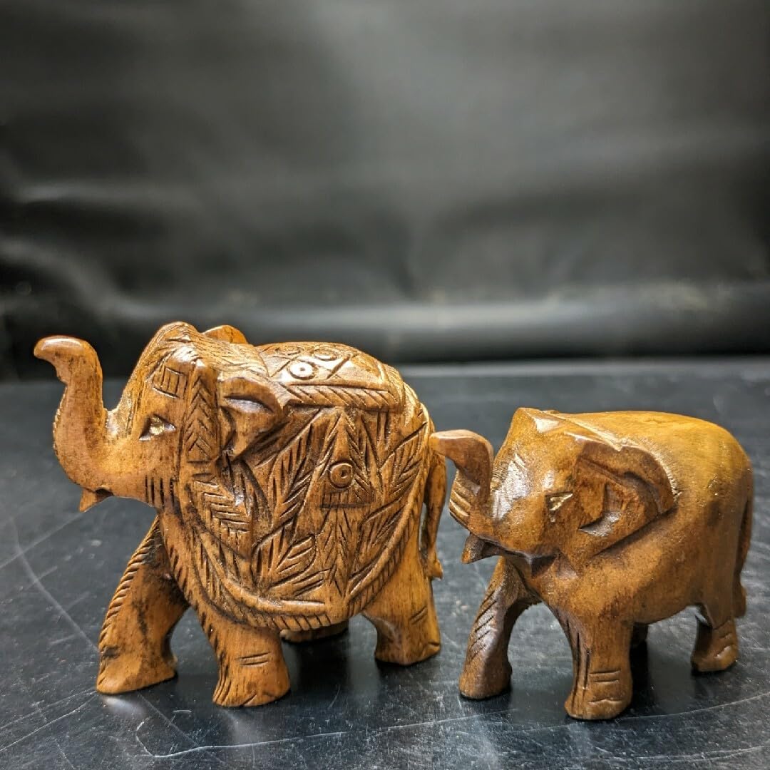 FLAVIA 象　置物　2体 FLAVIA 象 置物 2体 象の置物 2連 木彫りの象 W40cm 2色 金 白 象 ゾウ