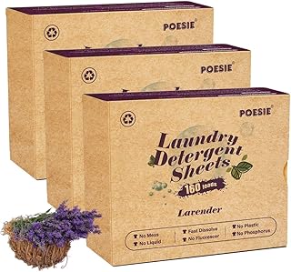 Poesie Laundry Detergent Sheets Lavender Scent 3 Pack 480 Sheets 240 Loads Laundry Strips No Plastic Jug Liquidless Travel Portable Laundry Detergent HE for Camping Dorm Life