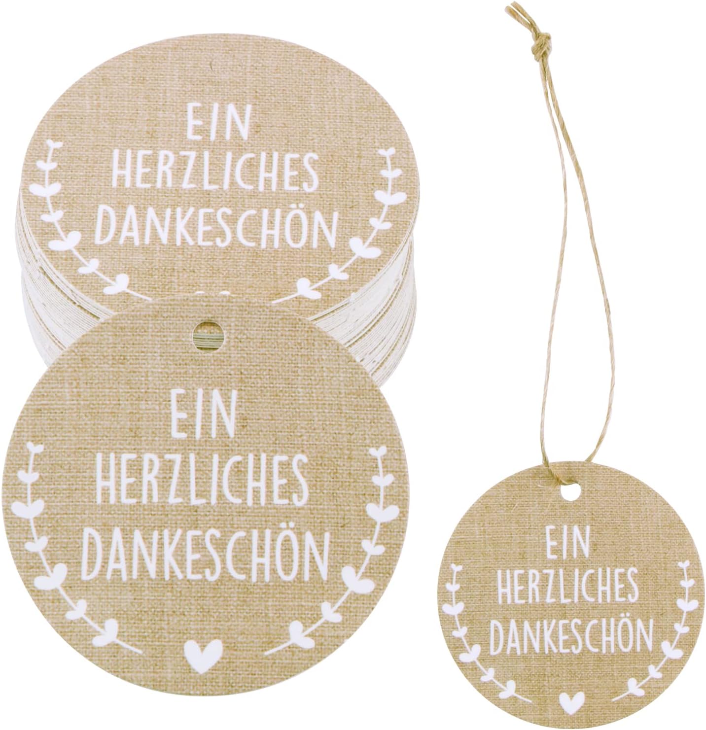 20 Stück Dankeschön Anhänger Karten - Abschiedsgeschenk-Etiketten Mit 10m Weißem Band