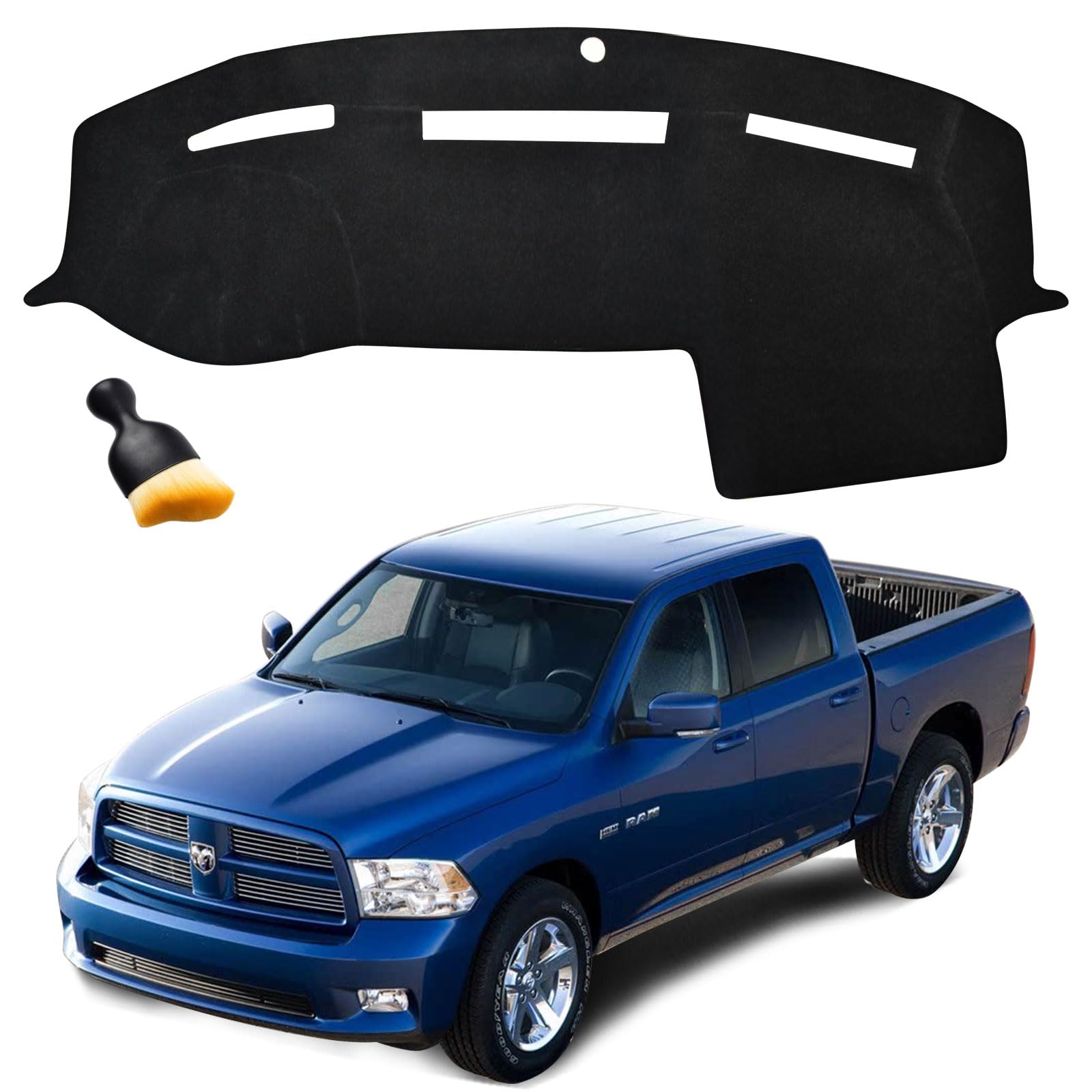 Photo 1 of GZSH Dashboard Cover for 2010–2018 Dodge Ram 1500 2500 3500, Non-Slip Flannel Dash Mat, Anti-Glare Dash Carpet for Ram Pickup Truck – Black