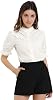 Allegra K Women's Shirt Stand Collar Button Down Short Sleeve Ruffle Neck Eyelet Blouse Top