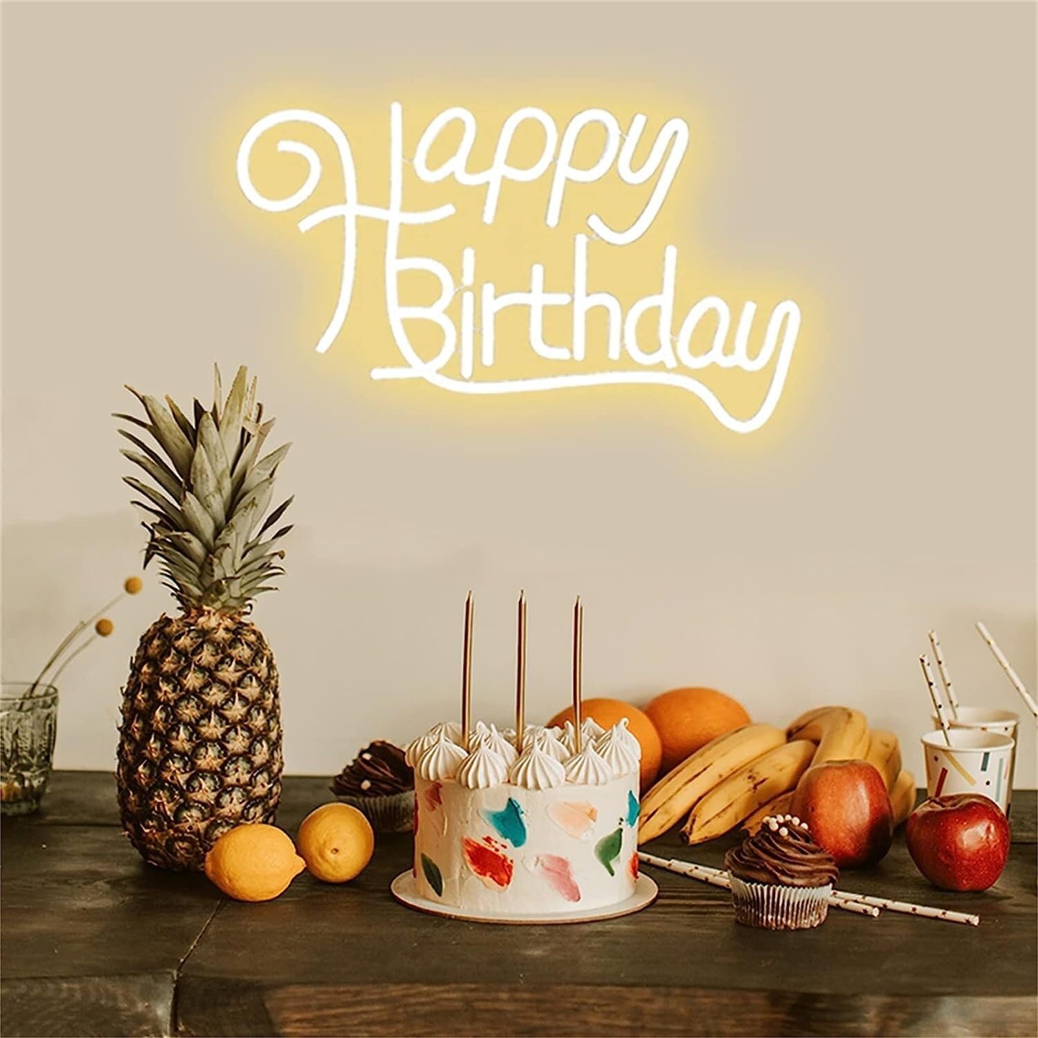 JSY Happy Birthday Konfigurowalny neon LED do dekoracji pokoju na przyjęcie urodzinowe Neon świetlny - znak