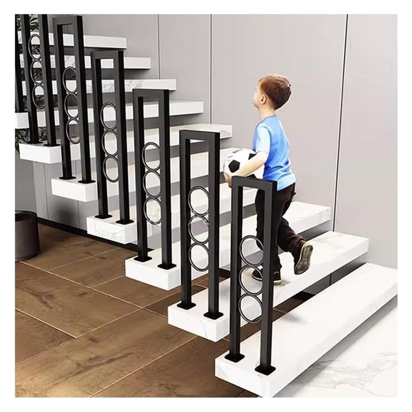 Stair Railing 3pcs Indoor Stair Railing U-Shaped Stair Handrails Stair Railings for Villas Balconies Hallways Apartments Indoor and Outdoor(75cm)