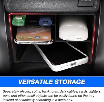 Autorder Center Console Organizer for Toyota Corolla Cross 2022-2025 Without Wireless Charger Accessories Armrest Storage Box Secondary Insert Tray Black(Not for Corolla)
