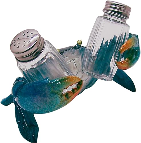 Miniatura 4 de Juego de sal y pimienta de cangrejo azul, decoración náutica, cocteleros incluidos, 6.5 pulgadas