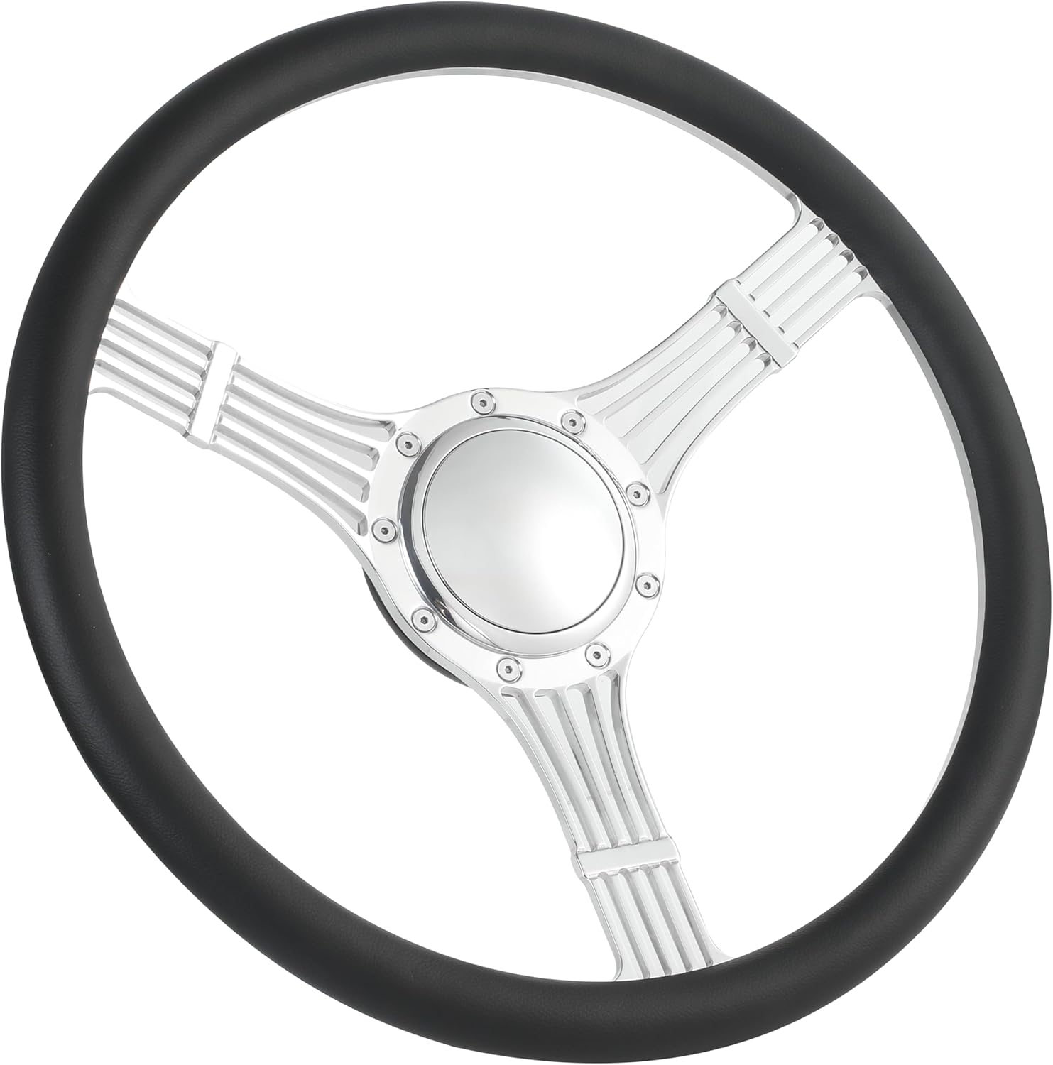 Flashpower 15.5'' Billet Half Wrap 9 Bolts Steering Wheel with 2'' Dish and Horn Button(Dark Grey)