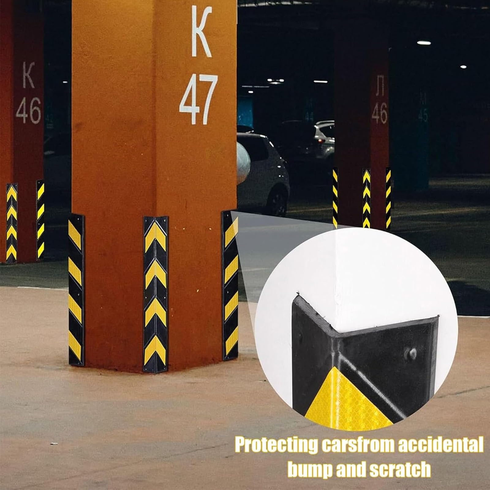 Protectores Borde Y Parachoques Pared, Protector Columnas Garage Reflectante, Protector De Esquinas Y Pared De Garage, Revestimiento Garaje Protección Estacionamiento(100cm)