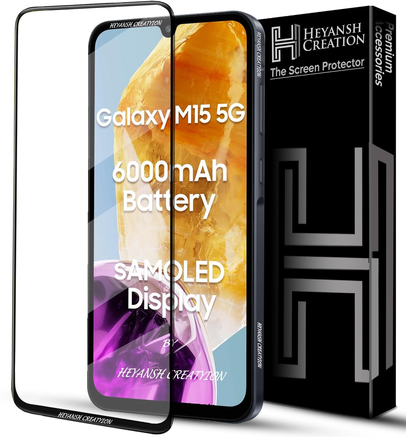 HEYANSH CREATION Tempered Glass Screen Protector Compatible For Samsung Galaxy M15 5G Smartphone With Edge To Edge Coverage Screen Guard&Easy Installation Kit,Pack Of 1,Black(Samsung Galaxy M15 5G) (B0D18SXJS5) Amazon Price History, Amazon Price Tracker
