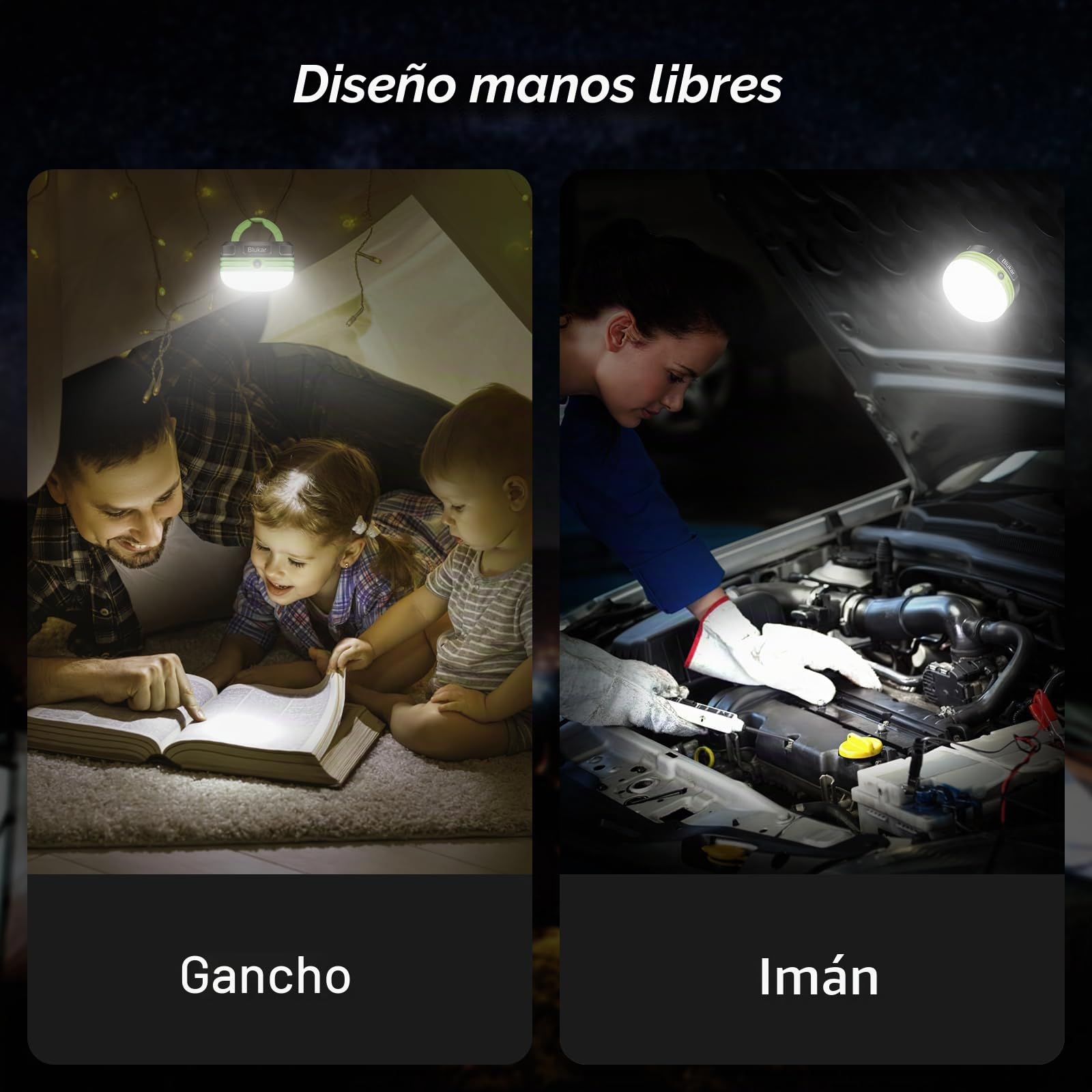 Blukar Lámpara Camping, Linterna Camping Portátil , Linterna de Camping LED con 3 Modos de lluminación y Super Imán para Camping, Senderismo, Pesca