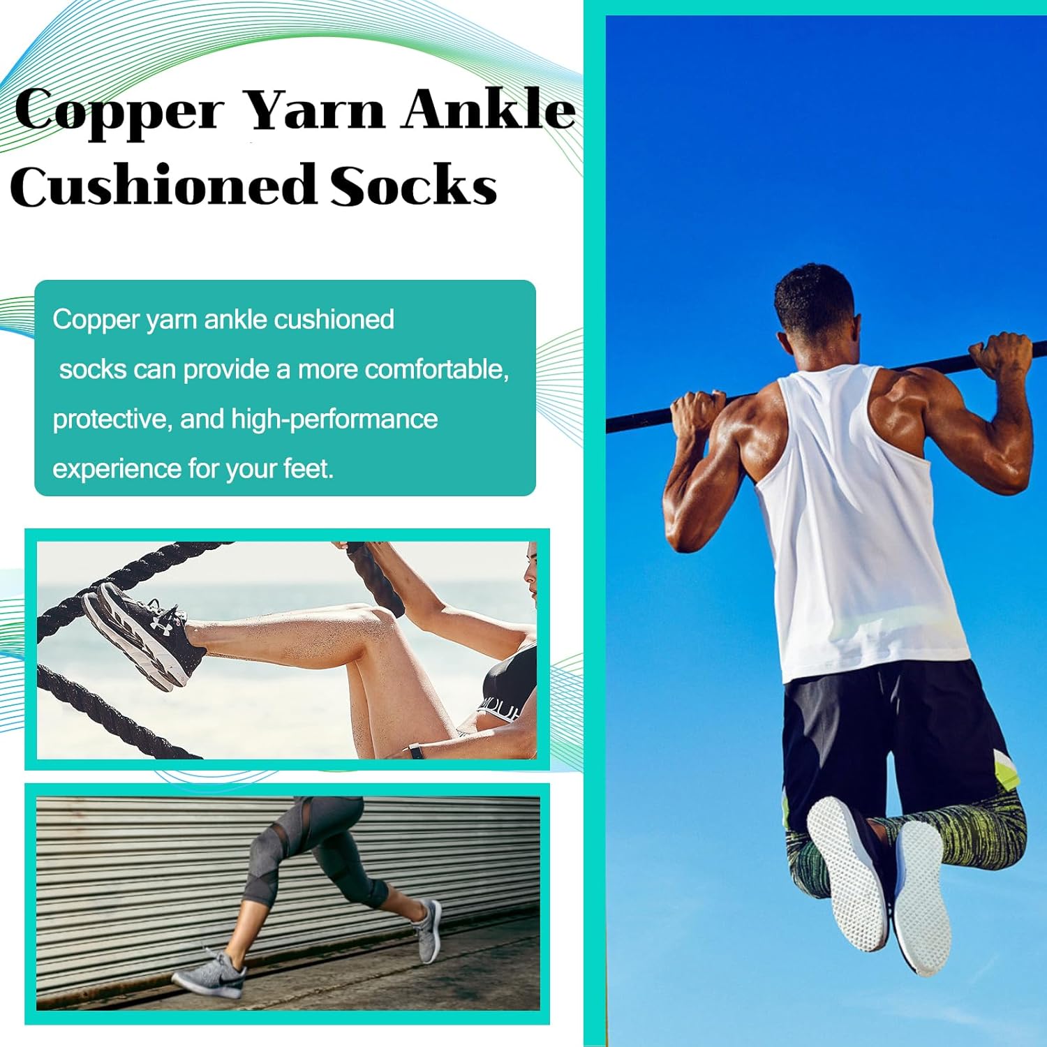 Kodal Copper Infused Ankle Socks Cushioned Athletic Low Cut Super Comfy Breathable Odor Free Socks with Tab - Image 7
