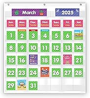 Vista 8 de EAMAY - Calendario mensual de bolsillo para aula con 71 tarjetas para el aprendizaje de niños para el hogar, suministros para la educación en casa