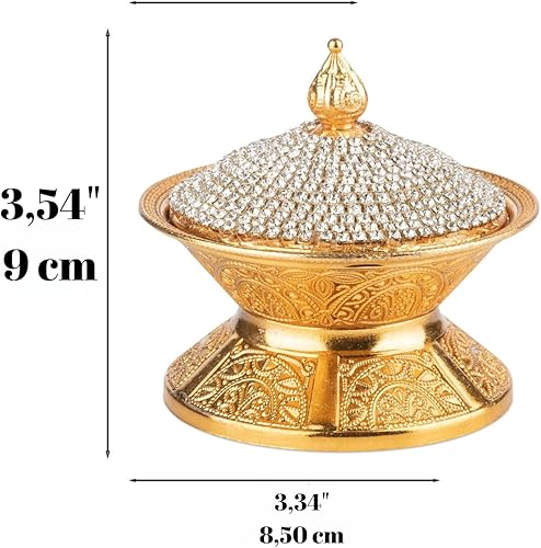 Miniatura 2 de Alisveristime Cuenco de caramelo de chocolate de latón hecho a mano recubierto con tapa (Crystal Telka) (dorado)