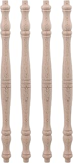 Mxfans 4 Pieces Unfinished Wood Natural Cutout Wooden Spindle 27.5cm Length