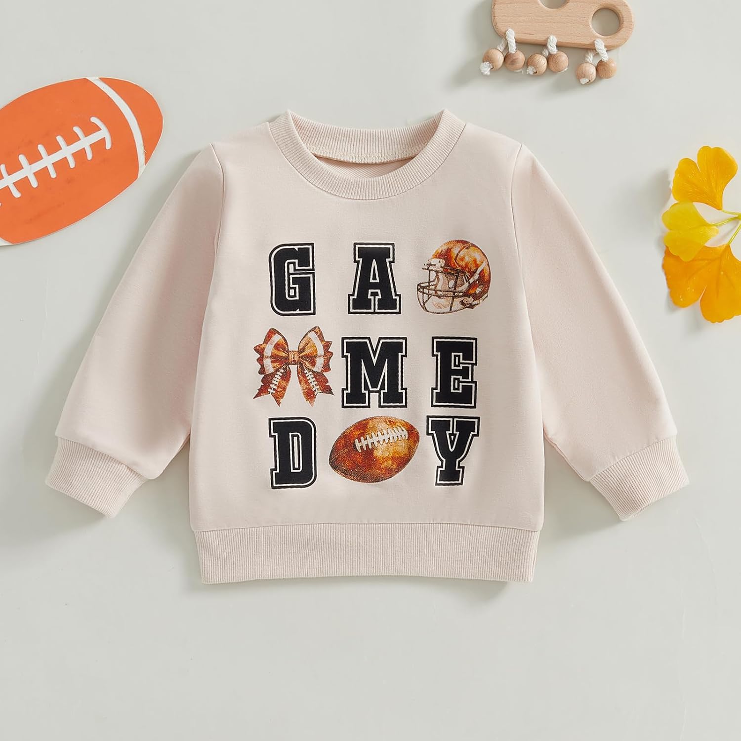 KMBANGI Kids Toddler Boys Girls Football Outfit Game Day Print Long Sleeve Sweatshirt Pullover Shirt Fall Winter Clothes - Image 2