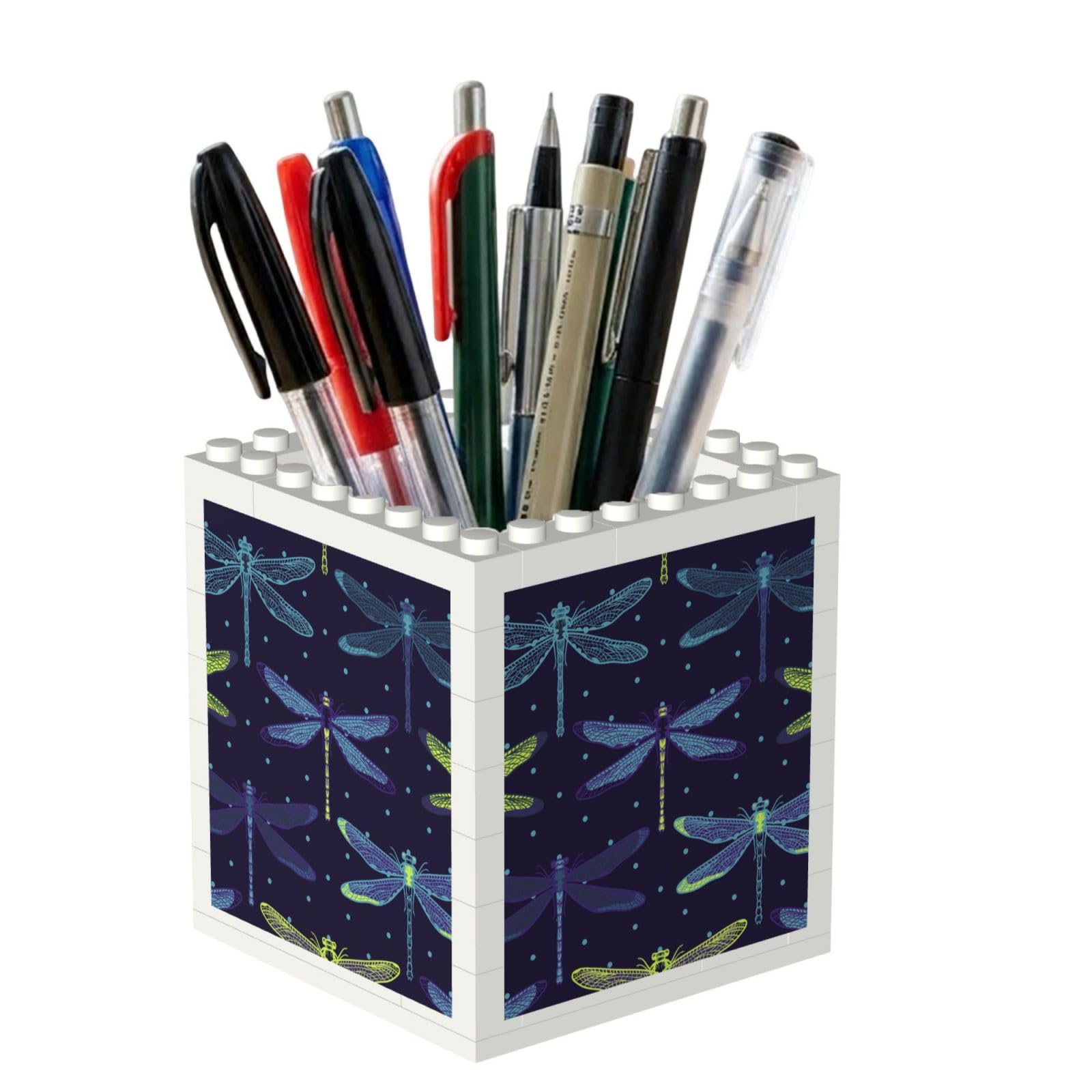 Poadnly Dragonflies, Pen Pot Pencil Holder for Office Home School, Compact Desk Organiser for Office Stationery