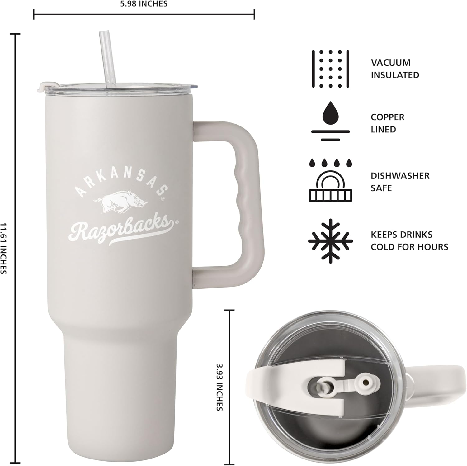 FANMATS NCAA Arkansas Razorbacks Stainless Steel Tumbler Set — 30 and 40 oz Capacity | Powder-Coat Finish | Tonal Fashion Color