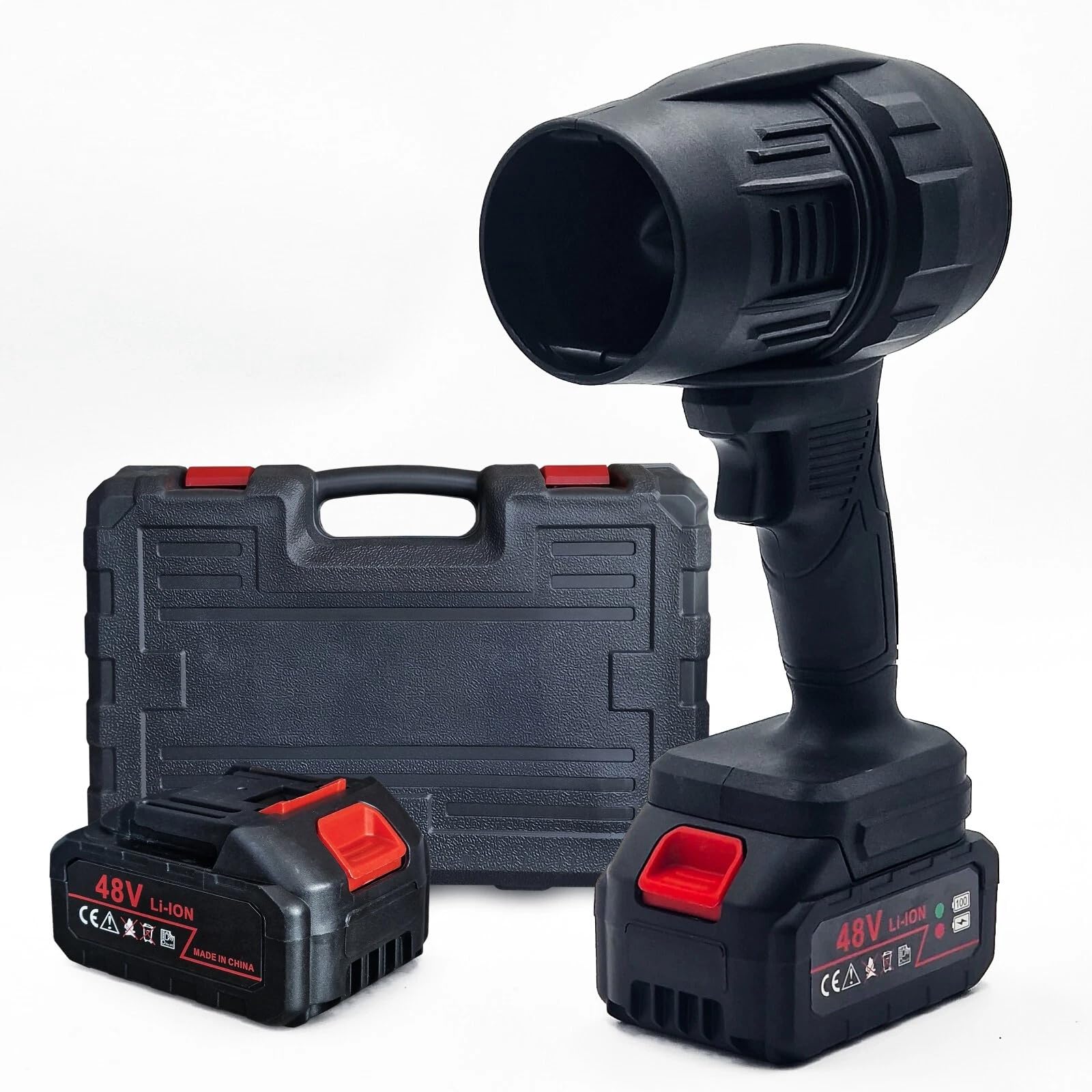 MAKA Soffiatore a Batteria Professionale 1050W, Soffiatore Foglie con Doppia Batteria 48V, Motore Jet Super Potente per Giardino e Terrazze, Design Leggero con Valigetta e Velocità Regolabile (A)