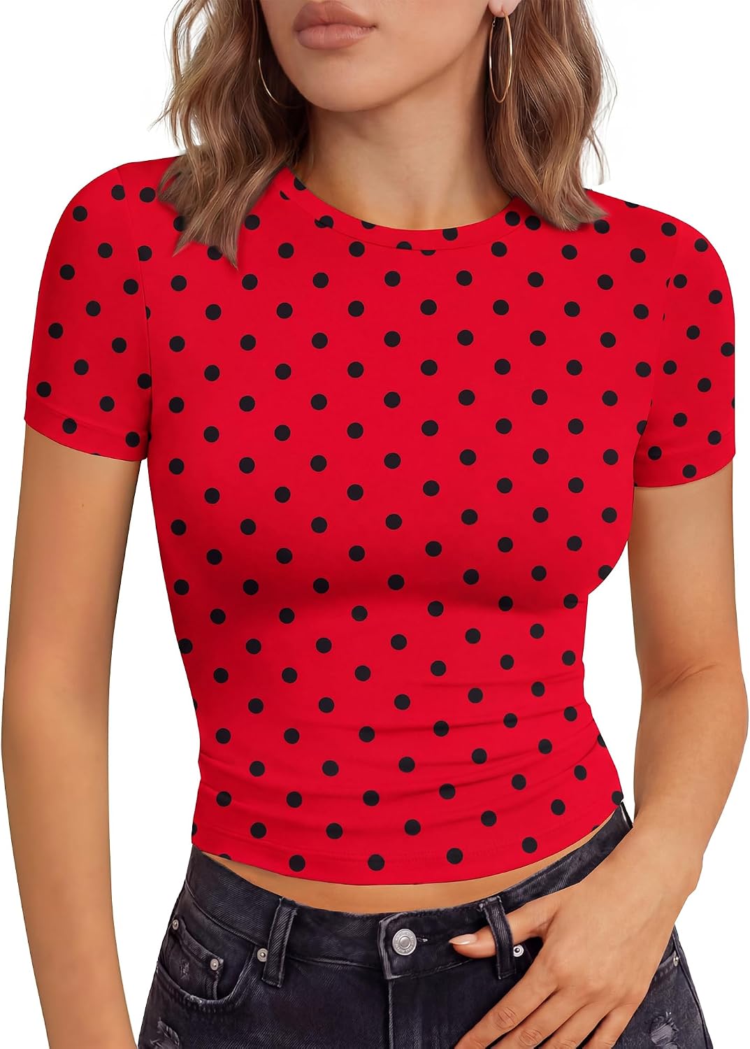  Womens Short Sleeve T Shirt Summer Crop Top Slim Fit Y2K Trendy 2026 thumbnail