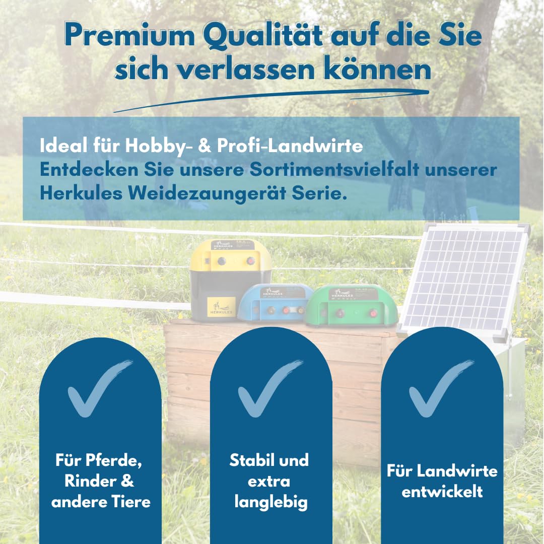 Herkules Weidezaungerät EB 2 - 9V Batteriegerät für mobile Weidezäune - Elektrozaungerät für bis zu 3,5 km Zaun - Weidegerät mit 5600 V Leistung - Batterie Weidezaun Gerät aus Europa
