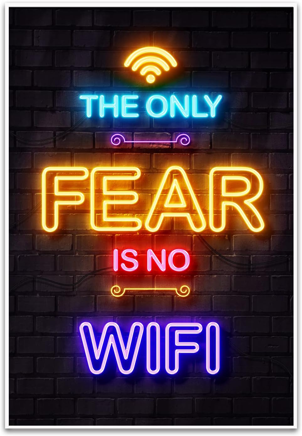 LIFVEAN Gaming Posters for Teen Boys Room - Boys Wall Art Gamer Decor for Bedroom - Video Game Black Light Posters - Gaming Accessories for Room - Gamer Gifts - 12x18in Unframed - The Only Fear Is No