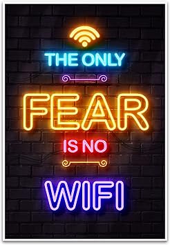 LIFVEAN Gaming Posters for Teen Boys Room - Boys Wall Art Gamer Decor for Bedroom - Video Game Black Light Posters - Gaming Accessories for Room - Gamer Gifts - 12x18in Unframed - The Only Fear Is No Wifi