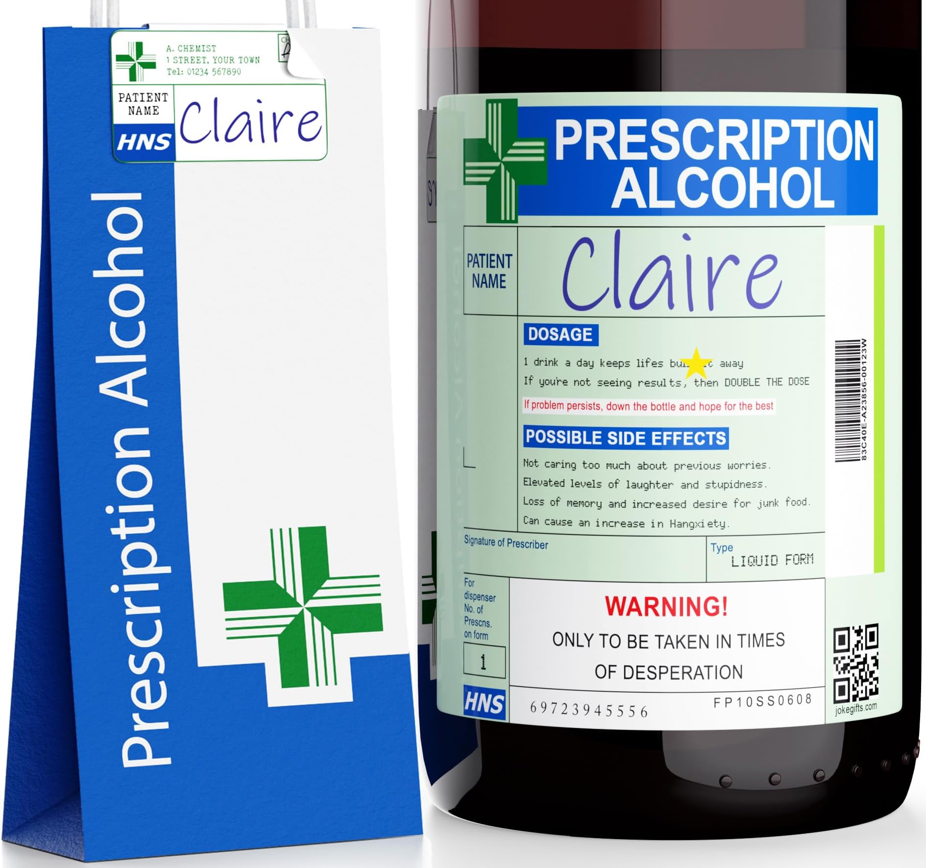 Funny Fathers Day Gift for Dad Prescription Wine Label & Bottle Bag, Valentine's Gifts for Wife Valentines Day Gift for Girlfriend Prescription Wine Prosecco Gifts Funny Birthday Gifts for Women Mum