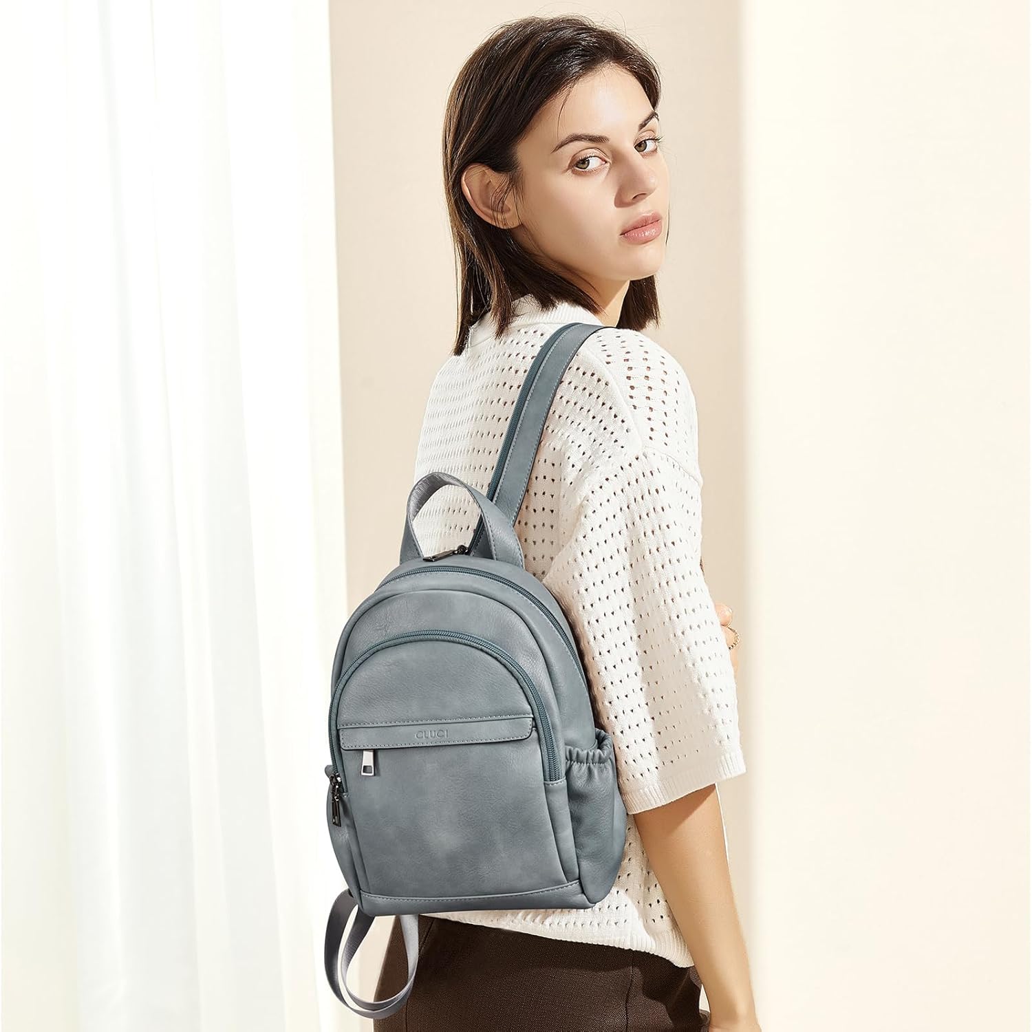 CLUCI Sling Bag for Women Leather Women's Backpack Small Convertible Backpack Purse Crossbody Bag for Travel - Image 2