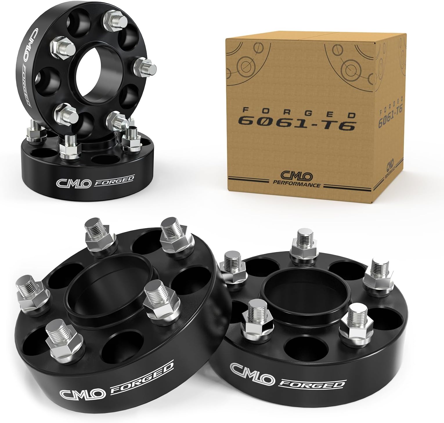 CMO Forged 4PC 1.5 Inch 5x108 Wheel Spacers For Ford Fusion Jaguar F-Type XF XJ XJR XK XKR XE S-Type, 5x4.25 Wheel Spacers For LS Continental Mark VIII MKZ MKC (63.4mm M12x1.5 Stud) Hubcentric Black