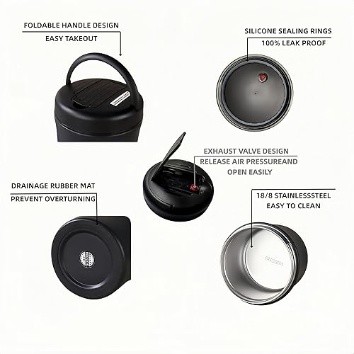 Miniatura 5 de Tarro térmico para alimentos calientes para adultos, 40 onzas, sopa térmica, de boca ancha, aislamiento al vacío, de acero inoxidable, a prueba de